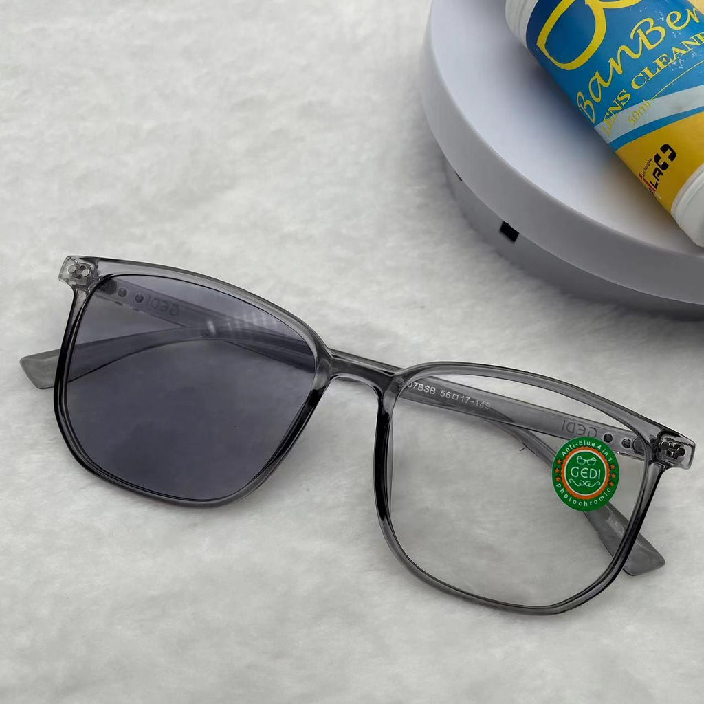 แว่นตาปรับแสงออโต้ รุ่น 28007Auto ทรงเหลี่ยมงานเข้าใหม่สีสวยใส่สวยมาก Photochromic blue filter เลนส์เปลี่ยนสีได้เมื่อออกแดด กรอบพลาสติก มีให้เลือก5สี ไม่รวมอุปกรณ์