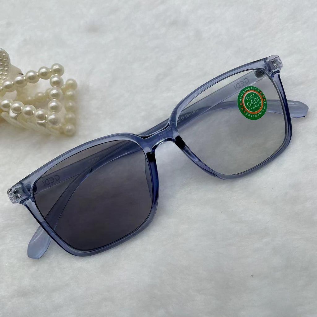 แว่นตาปรับแสงออโต้ รุ่น 2369Auto ทรงเหลี่ยมงานเข้าใหม่สีสวยใส่สวยมาก Photochromic blue filter เลนส์เปลี่ยนสีได้เมื่อออกแดด กรอบพลาสติก มีให้เลือก5สี ไม่รวมอุปกรณ์