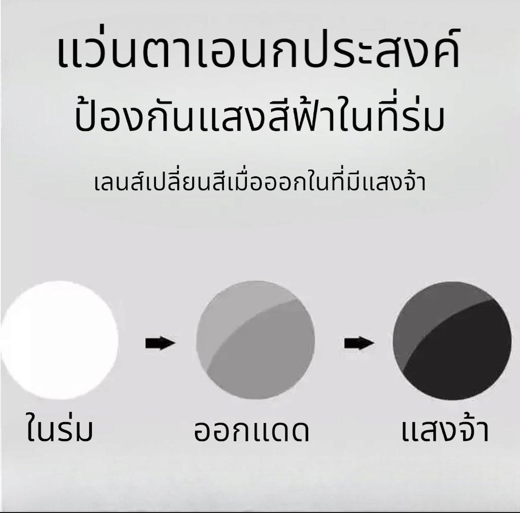 แว่นปรับแสงเลนส์เปลี่ยนสีได้เมื่อออกแดด รุ่น Auto55B สายตาปกติและยังเป็นแว่นอัตโนมัติใส่ยังไงก็สวย แถมกล่อง+ผ้า