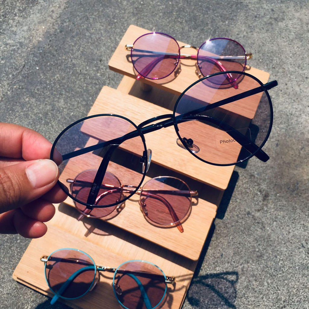 แว่นตาปรับแสง Photochromic blue filter เลนส์เปลี่ยนสีได้เมื่อออกแดด รุ่น 21002Auto กรอบโลหะ มีให้เลือก10สี ไม่รวมอุปกรณ์