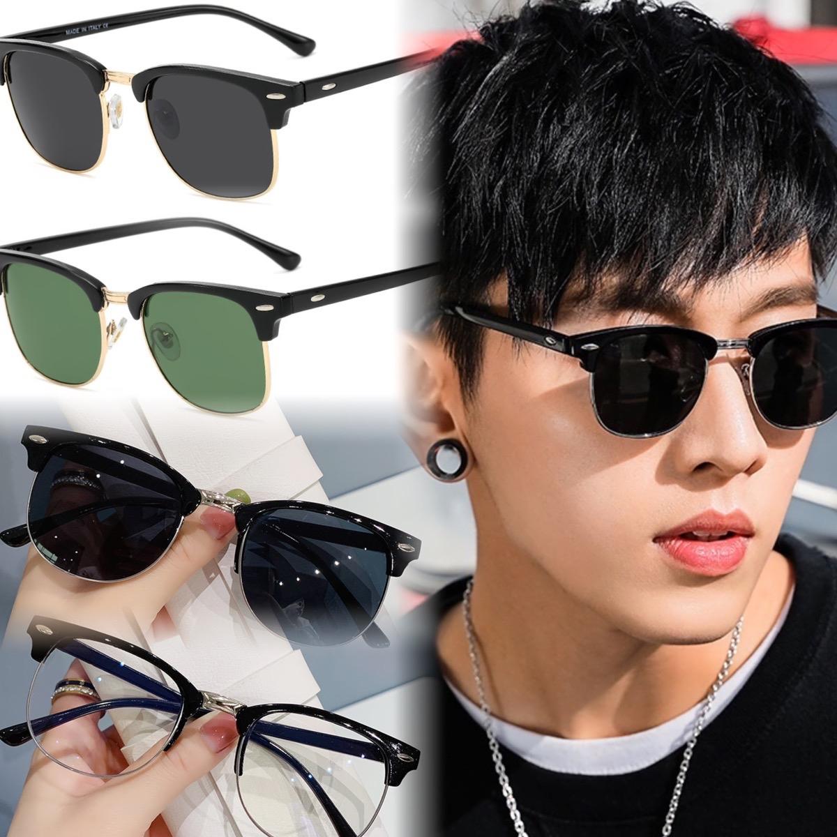 แว่นกันแดด T3016 เลน์เทา เลนส์เขียวUV 400 แว่นแฟชั่น ผู้หญิง ผู้ชาย มีให้เลือก3สี ไม่รวมอุปกรณ์