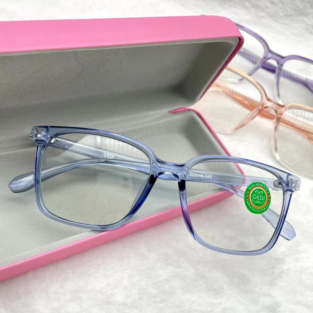 แว่นตาปรับแสงออโต้ รุ่น 2369Auto ทรงเหลี่ยมงานเข้าใหม่สีสวยใส่สวยมาก Photochromic blue filter เลนส์เปลี่ยนสีได้เมื่อออกแดด กรอบพลาสติก มีให้เลือก5สี ไม่รวมอุปกรณ์