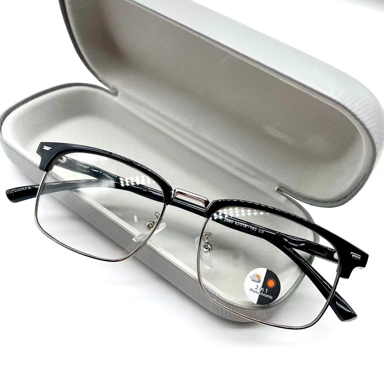 แว่นตาปรับแสงออโต้ รุ่น 2990Auto ทรงเหลี่ยมกรอบพลาสติก+โลหะ Photochromic blue filter เลนส์เปลี่ยนสีได้เมื่อออกแดด มีให้เลือก2สี ไม่รวมอุปกรณ์