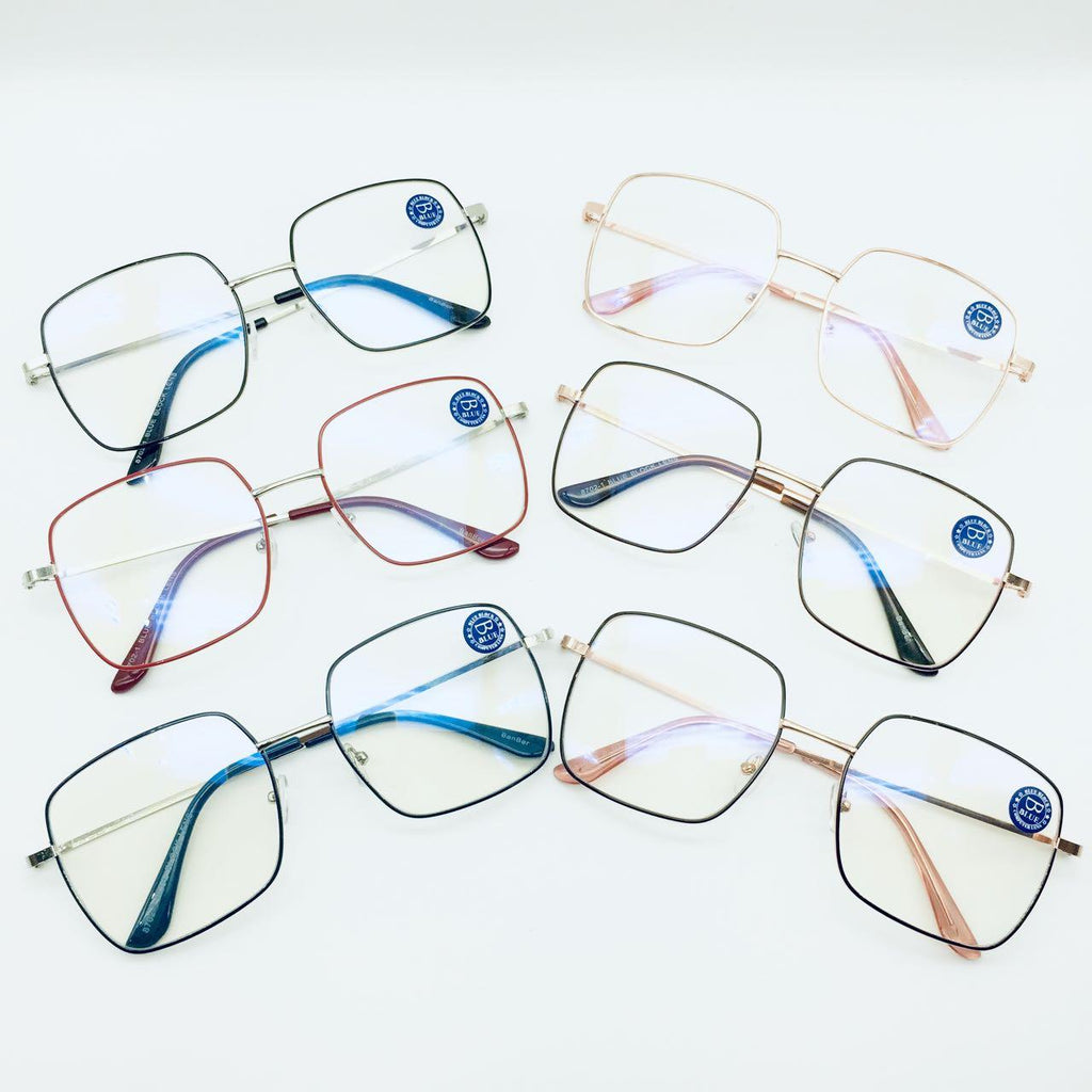 แว่นตากรองแสง รุ่น 8702-1 กรอบโลหะ มีให้เลือก6สี เลนส์BlueBlockกรองแสงสีฟ้า ปกป้องดวงตาจากแสงคอมพิวเตอร์ ไม่รวมอุปกรณ์