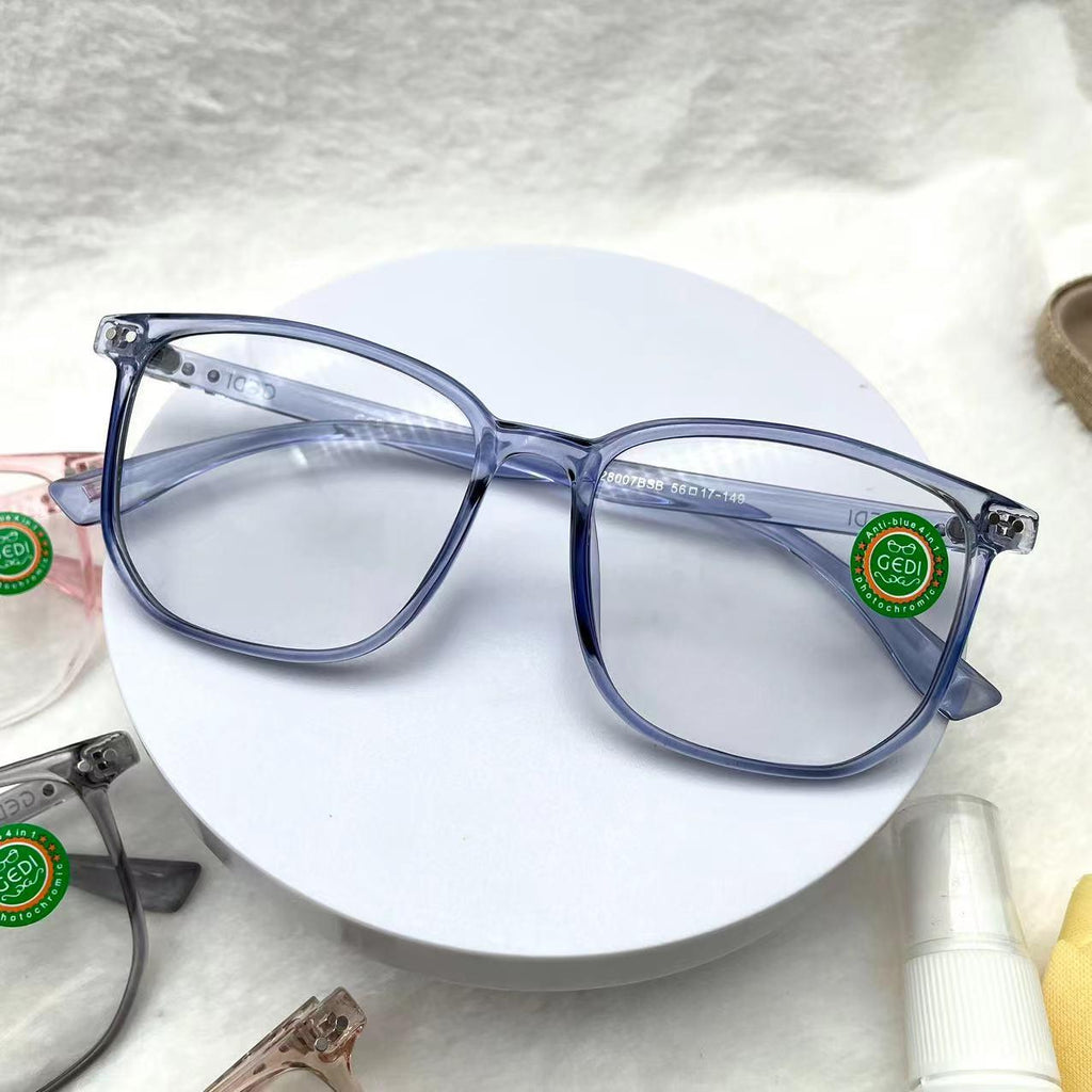 แว่นตาปรับแสงออโต้ รุ่น 28007Auto ทรงเหลี่ยมงานเข้าใหม่สีสวยใส่สวยมาก Photochromic blue filter เลนส์เปลี่ยนสีได้เมื่อออกแดด กรอบพลาสติก มีให้เลือก5สี ไม่รวมอุปกรณ์