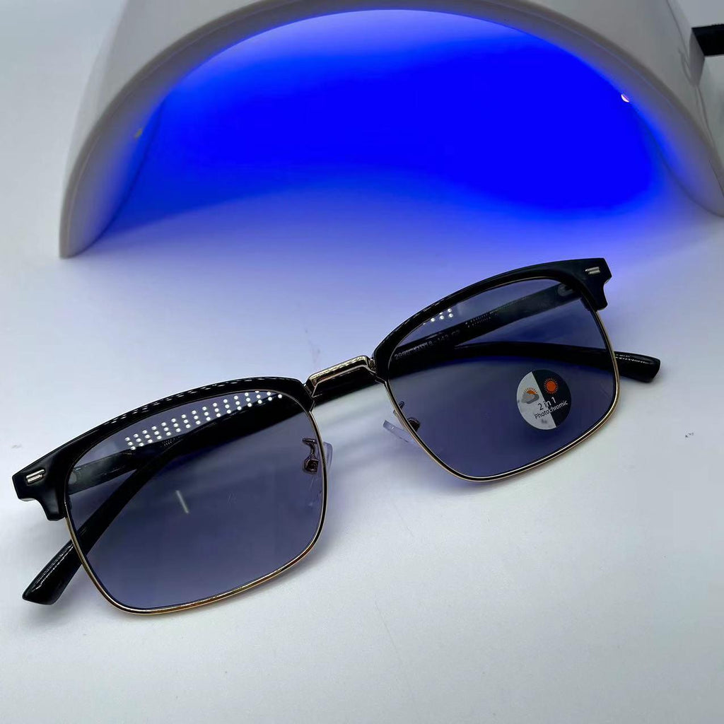 แว่นตาปรับแสงออโต้ รุ่น 2990Auto ทรงเหลี่ยมกรอบพลาสติก+โลหะ Photochromic blue filter เลนส์เปลี่ยนสีได้เมื่อออกแดด มีให้เลือก2สี ไม่รวมอุปกรณ์