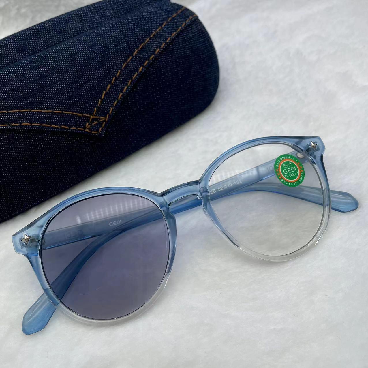 แว่นตาปรับแสงออโต้ รุ่น 2378Auto ทรงหยดน้ำใหญ่งานเข้าใหม่สีสวยใส่สบาย Photochromic blue filter เลนส์เปลี่ยนสีได้เมื่อออกแดด กรอบพลาสติก มีให้เลือก5สี ไม่รวมอุปกรณ์