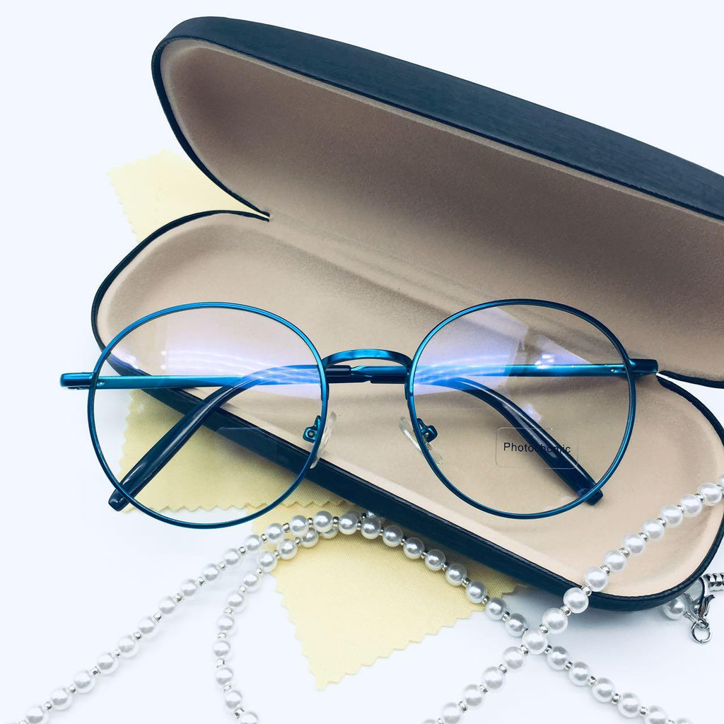แว่นตาปรับแสง Photochromic blue filter เลนส์เปลี่ยนสีได้เมื่อออกแดด รุ่น 21002Auto กรอบโลหะ มีให้เลือก10สี ไม่รวมอุปกรณ์