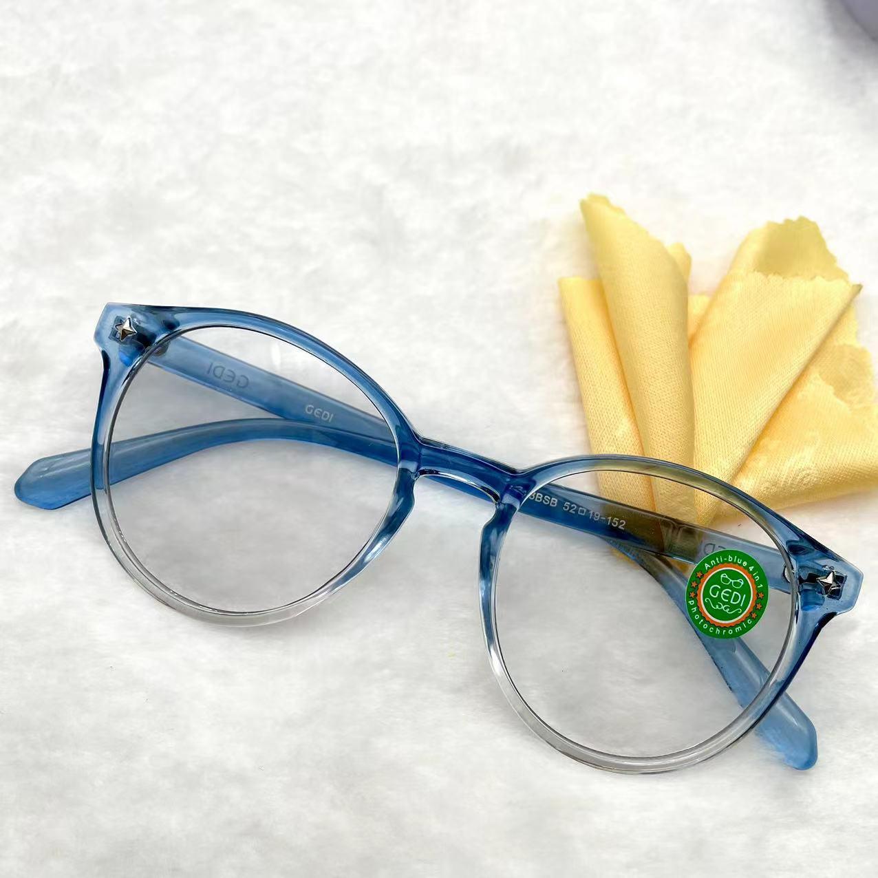 แว่นตาปรับแสงออโต้ รุ่น 2378Auto ทรงหยดน้ำใหญ่งานเข้าใหม่สีสวยใส่สบาย Photochromic blue filter เลนส์เปลี่ยนสีได้เมื่อออกแดด กรอบพลาสติก มีให้เลือก5สี ไม่รวมอุปกรณ์