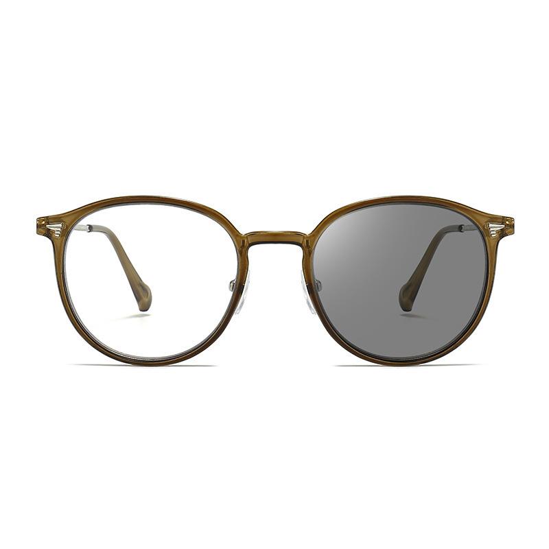 แว่นตาปรับแสงออโต้ รุ่น 2986Auto สายตาปกติ ทรงหยดน้ำใส่แล้วหน้าสวยมากๆ Photochromic blue filter เลนส์เปลี่ยนสีได้เมื่อออกแดด กรอบพลาสติก มีให้เลือก3สี ไม่รวมอุปกรณ์