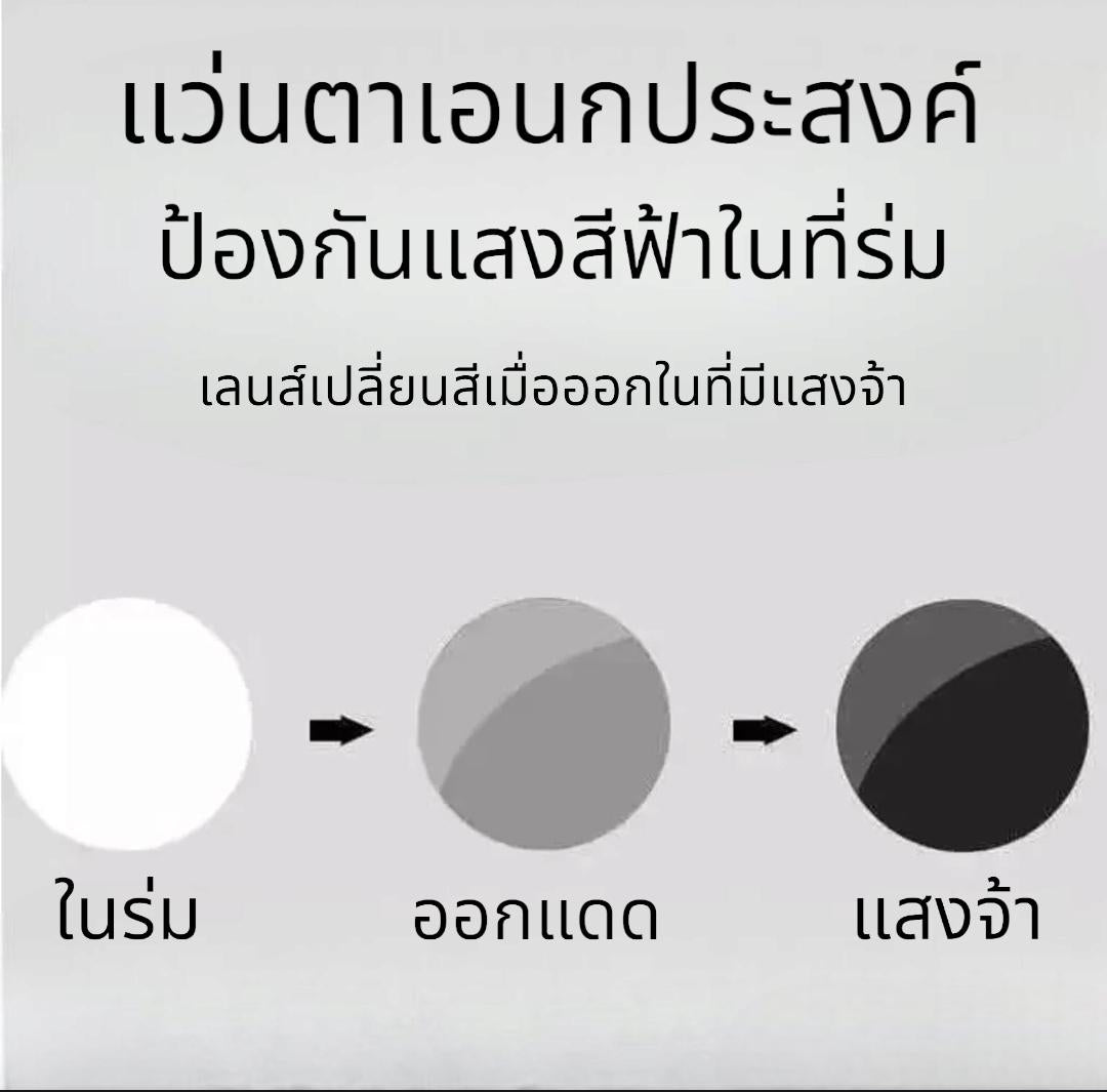 แว่นตาปรับแสง Photochromic blue filter เลนส์เปลี่ยนสีได้เมื่อออกแดด รุ่น 2001Auto กรอบโลหะ มีให้เลือก10 สี ไม่รวมอุปกรณ์