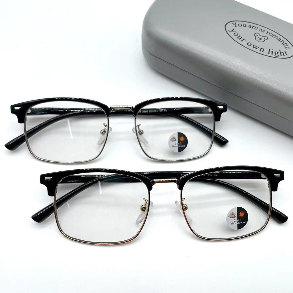 แว่นตาปรับแสงออโต้ รุ่น 2990Auto ทรงเหลี่ยมกรอบพลาสติก+โลหะ Photochromic blue filter เลนส์เปลี่ยนสีได้เมื่อออกแดด มีให้เลือก2สี ไม่รวมอุปกรณ์