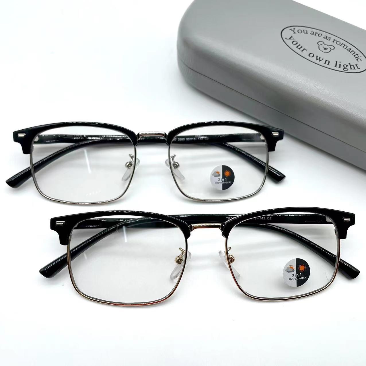 แว่นตาปรับแสงออโต้ รุ่น 2990Auto ทรงเหลี่ยมกรอบพลาสติก+โลหะ Photochromic blue filter เลนส์เปลี่ยนสีได้เมื่อออกแดด มีให้เลือก2สี ไม่รวมอุปกรณ์