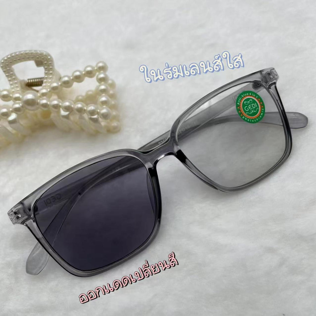 แว่นตาปรับแสงออโต้ รุ่น 2369Auto ทรงเหลี่ยมงานเข้าใหม่สีสวยใส่สวยมาก Photochromic blue filter เลนส์เปลี่ยนสีได้เมื่อออกแดด กรอบพลาสติก มีให้เลือก5สี ไม่รวมอุปกรณ์