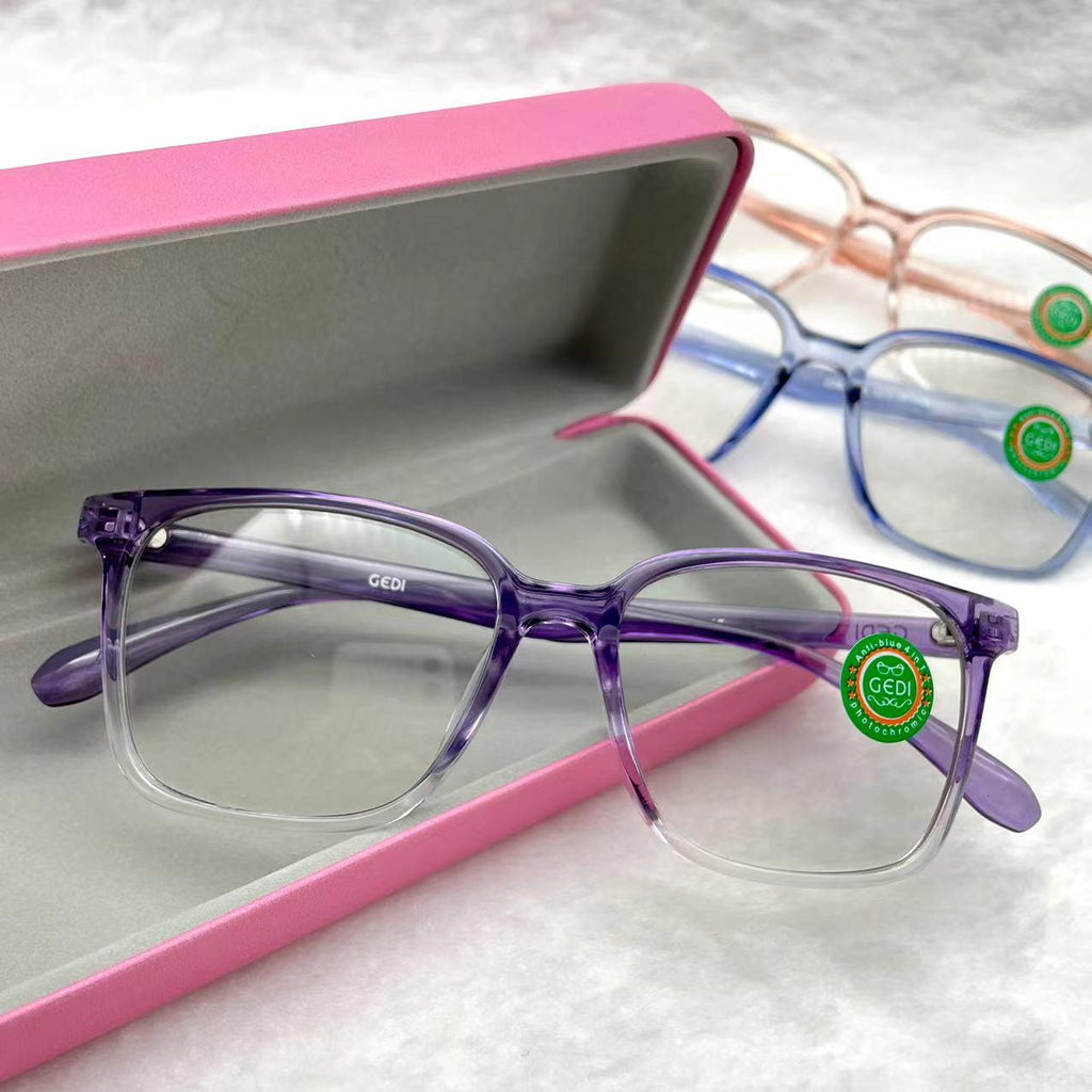 แว่นตาปรับแสงออโต้ รุ่น 2369Auto ทรงเหลี่ยมงานเข้าใหม่สีสวยใส่สวยมาก Photochromic blue filter เลนส์เปลี่ยนสีได้เมื่อออกแดด กรอบพลาสติก มีให้เลือก5สี ไม่รวมอุปกรณ์